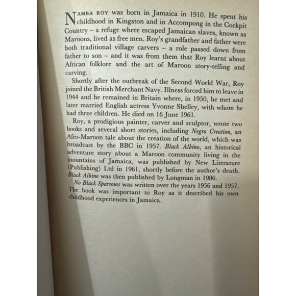 No Black Sparrows Namba Roy SC 1989 Edited by Jacqueline Roy Heinemann - Picture 2 of 10